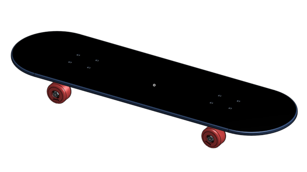 a photo of the skateboard I made in CAD